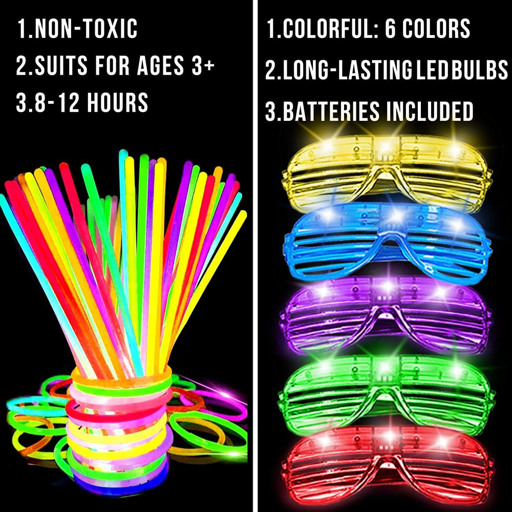 136Pack Glow in The Dark Light - đánh giá và giá Glow In The Dark Party Glasses